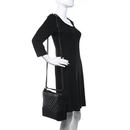 Chanel Aged Calfskin Chevron Quilted Medium Gabrielle Hobo So Black 2 of 11