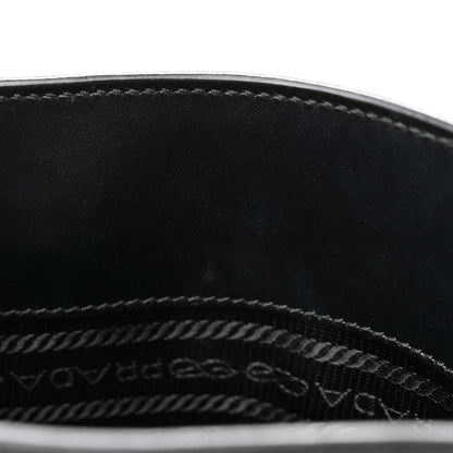 Prada Saffiano Lux Triangle Logo Embossed Small Double Handle Crossbody Tote Black 10 of 11