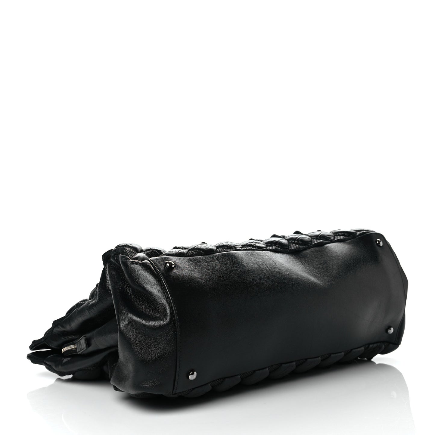 Glazed Lambskin Quilted Large Stravinsky Tote Black