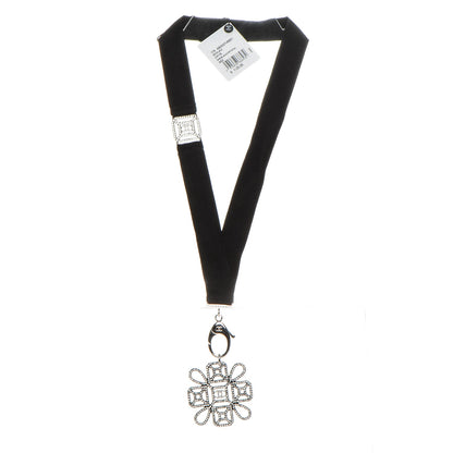 Chanel Crystal CC Lanyard Necklace Black Silver 3 of 6