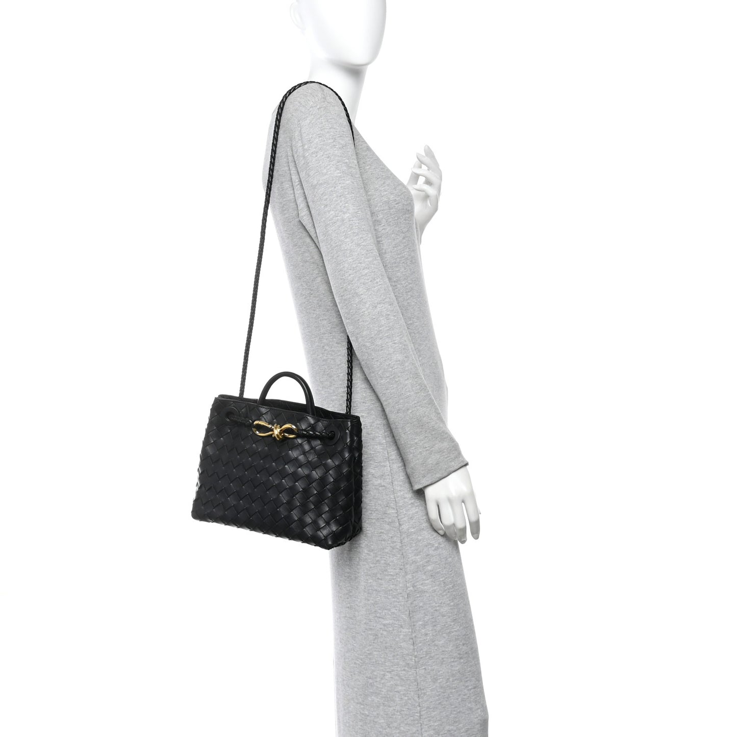 Nappa Intrecciato Small Andiamo Shoulder Bag Black