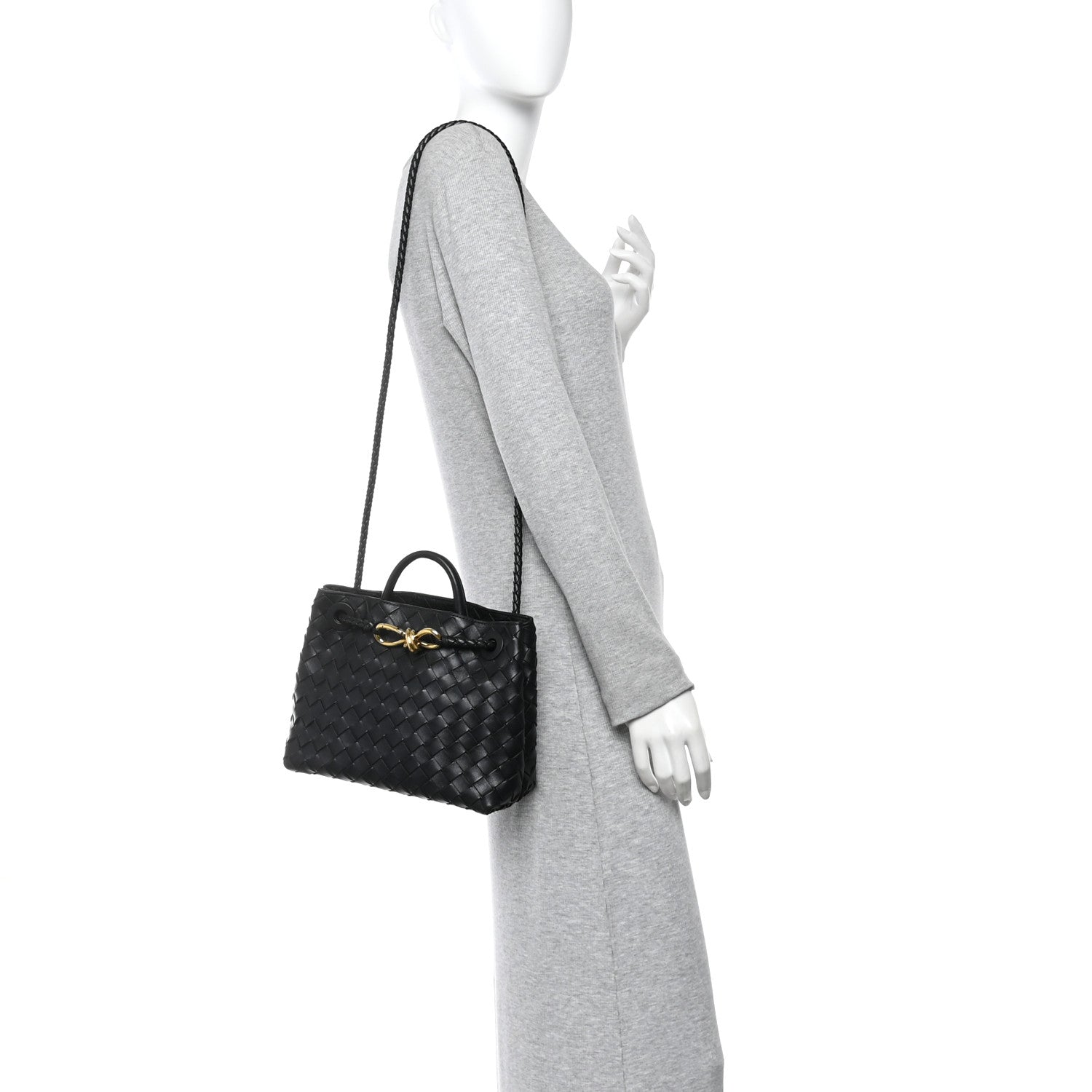 Bottega Veneta Nappa Intrecciato Small Andiamo Shoulder Bag Black 2 of 9