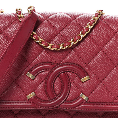 Chanel Caviar Quilted Small CC Filigree Flap Burgundy 8 of 10