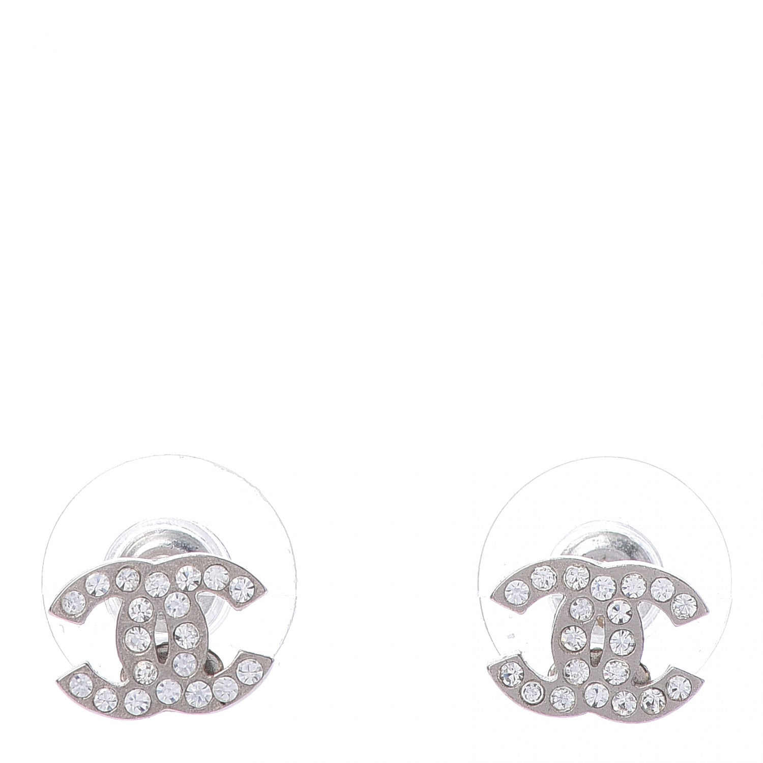 Chanel Crystal Mini Timeless CC Earrings Silver 1 of 5
