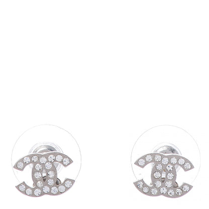 Chanel Crystal Mini Timeless CC Earrings Silver 1 of 5