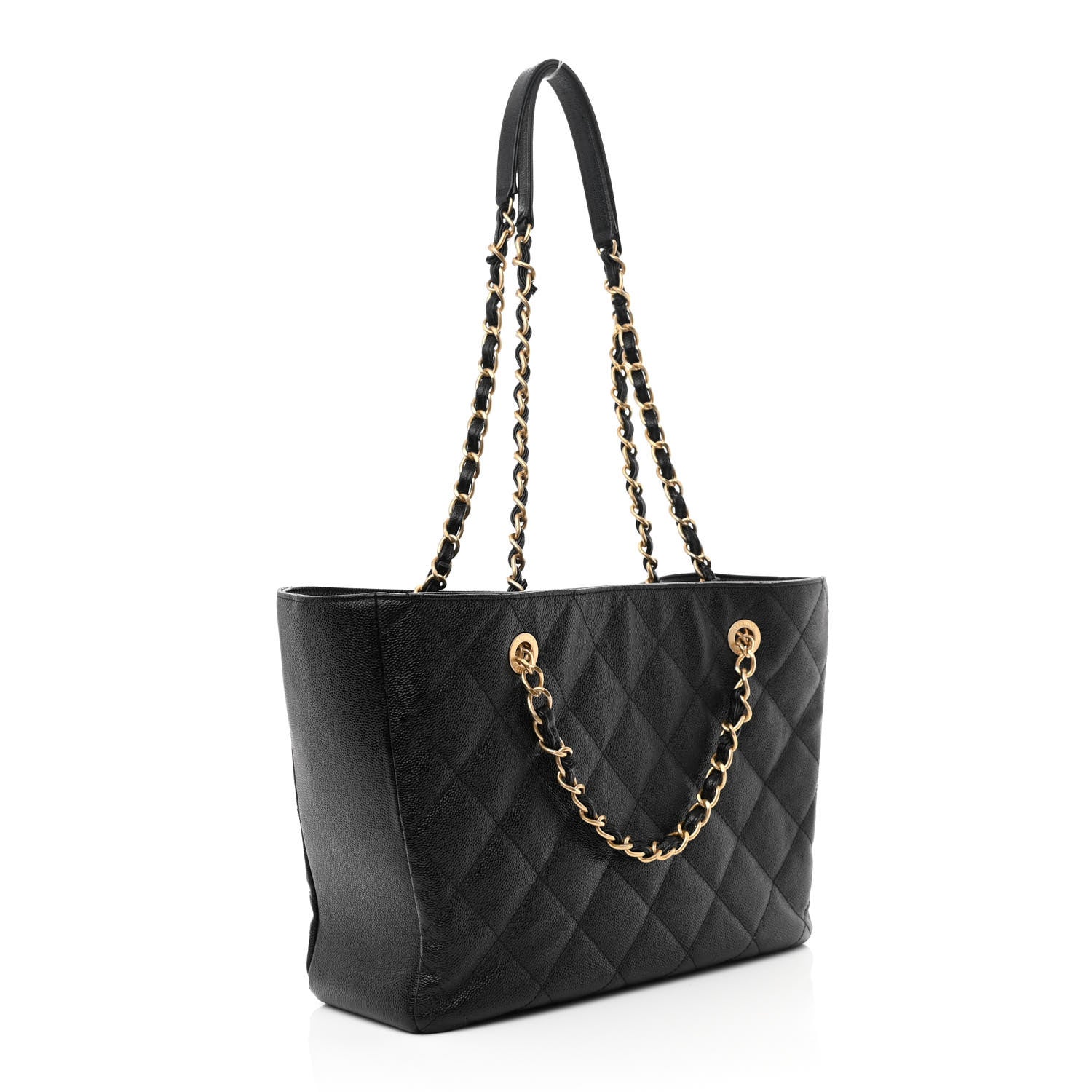 Chanel Caviar Quilted Small Shopping Tote Black 3 of 10