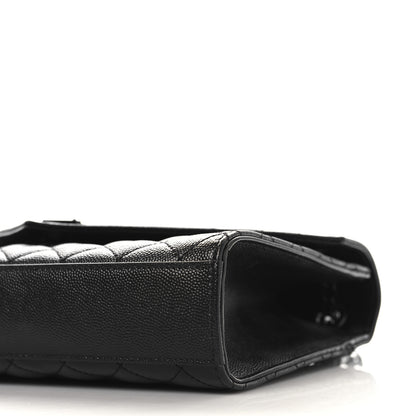 Saint Laurent Grain De Poudre Textured Mixed Matelasse Triquilt Medium Monogram Monochrome Satchel Black 16 of 22