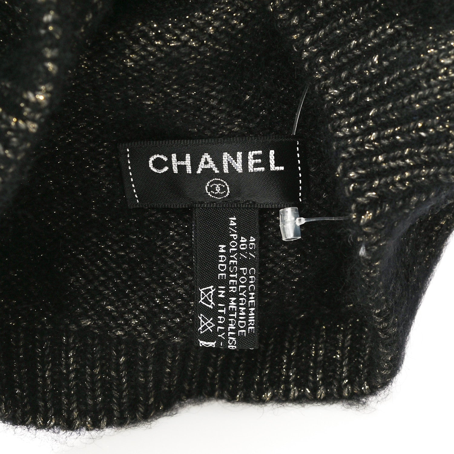 Chanel Cashmere Blend CC Beanie Hat Black Multicolor 5 of 7