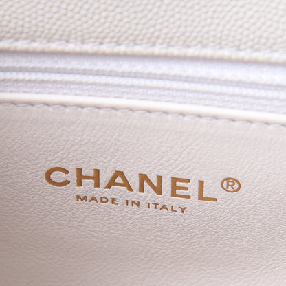 Chanel Caviar Lizard Quilted Small Coco Handle Flap White Beige 6 of 10