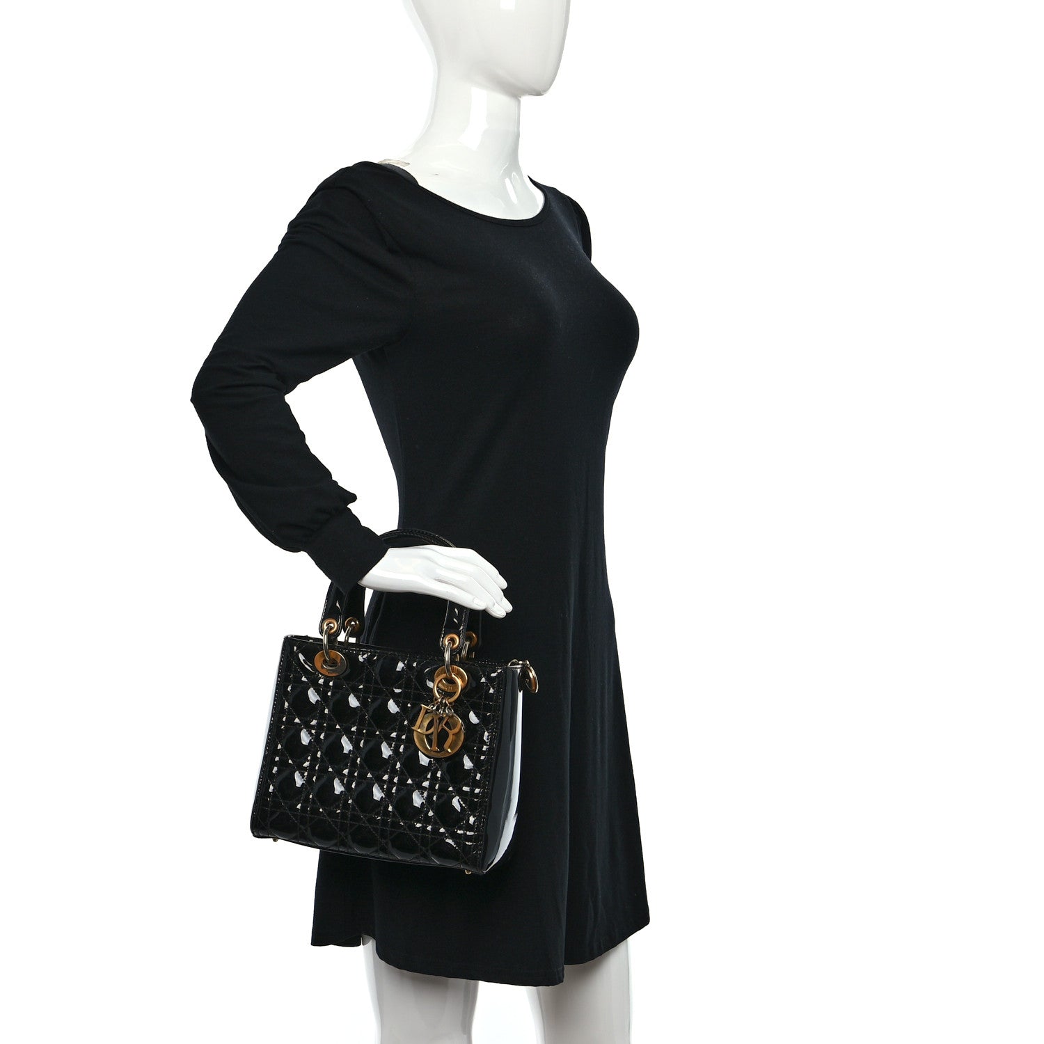Christian Dior Patent Cannage Medium Lady Dior Black 3 of 8