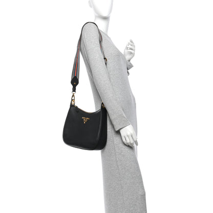 Prada Vitello Phenix Small Zippered Messenger Hobo Black 2 of 10