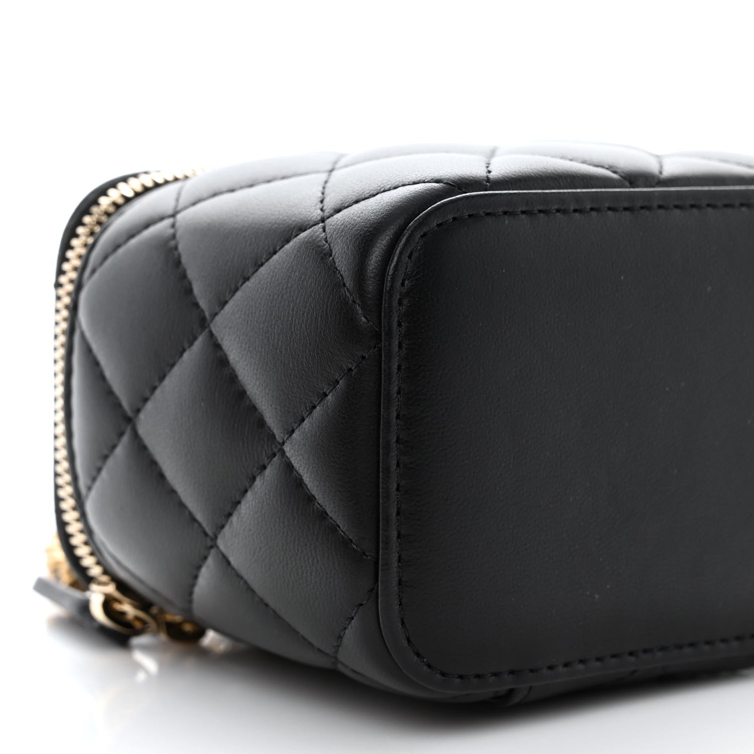 Chanel Lambskin Quilted Mini Pearl Crush Vanity Case With Chain Black 9 of 11