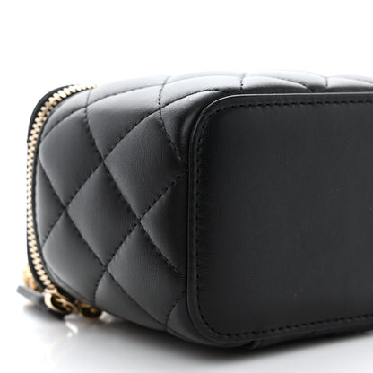 Chanel Lambskin Quilted Mini Pearl Crush Vanity Case With Chain Black 9 of 11