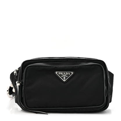 Prada Tessuto Nylon Studded Belt Bag Black White 1 of 9