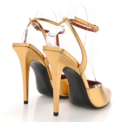 Saint Laurent Metallic Calfskin La Scandale 110 Sandals 38 Gold 5 of 8