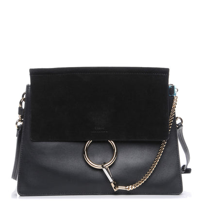 Chloe Suede Calfskin Medium Faye Shoulder Bag Black 1 of 9