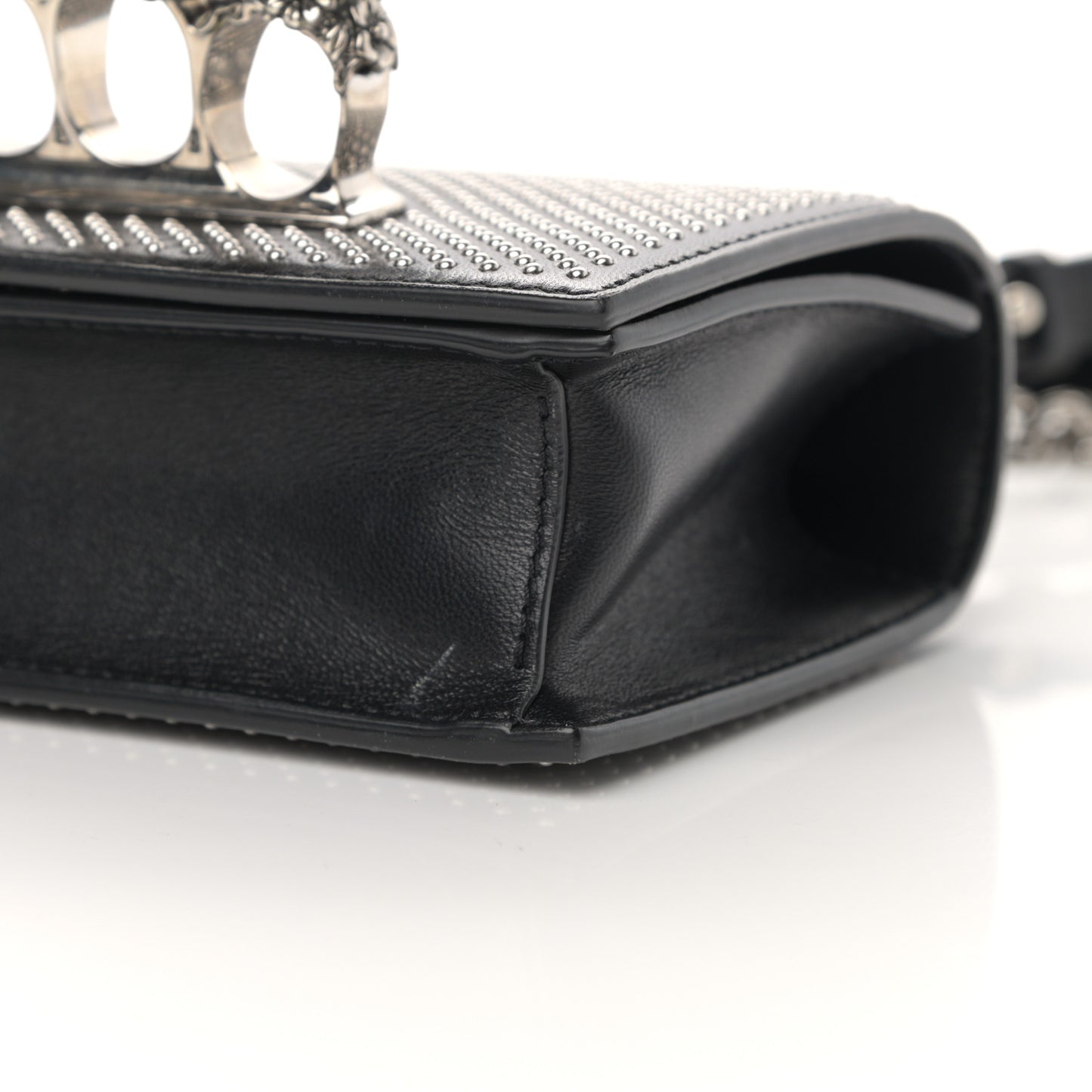 Calfskin Studded Jeweled Satchel Black