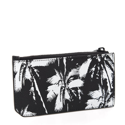 Saint Laurent Grain de Poudre Palm Tree 5 Fragments Zip Pouch Card Holder Black 3 of 7