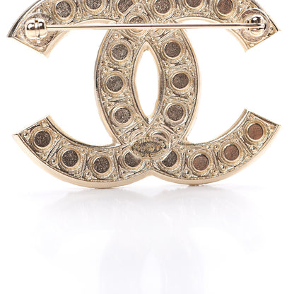Chanel Metal Crystal Graduated Pearl CC Brooch Gold 3 of 4