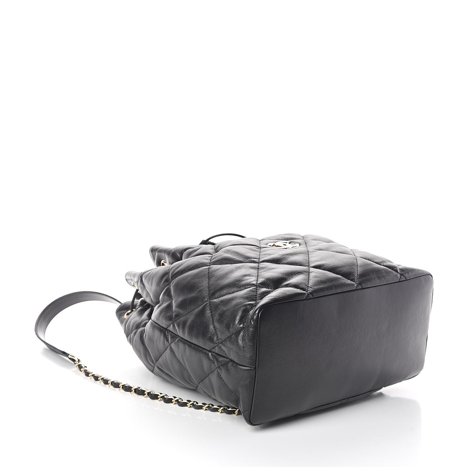 Chanel Lambskin Quilted Drawstring Backpack Black 4 of 9