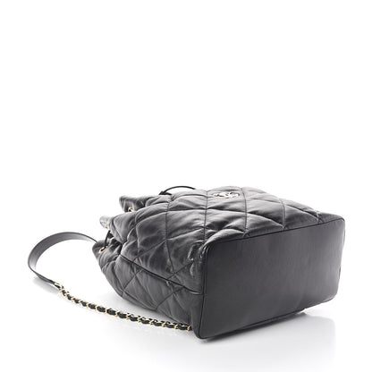 Chanel Lambskin Quilted Drawstring Backpack Black 4 of 9