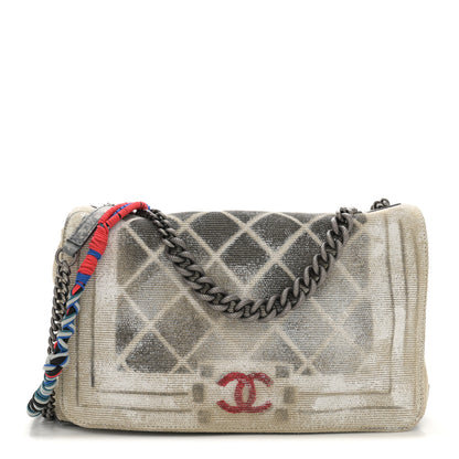 Chanel Canvas Tromp L’Oeil Graffiti Oh My Boy Flap Beige 1 of 12