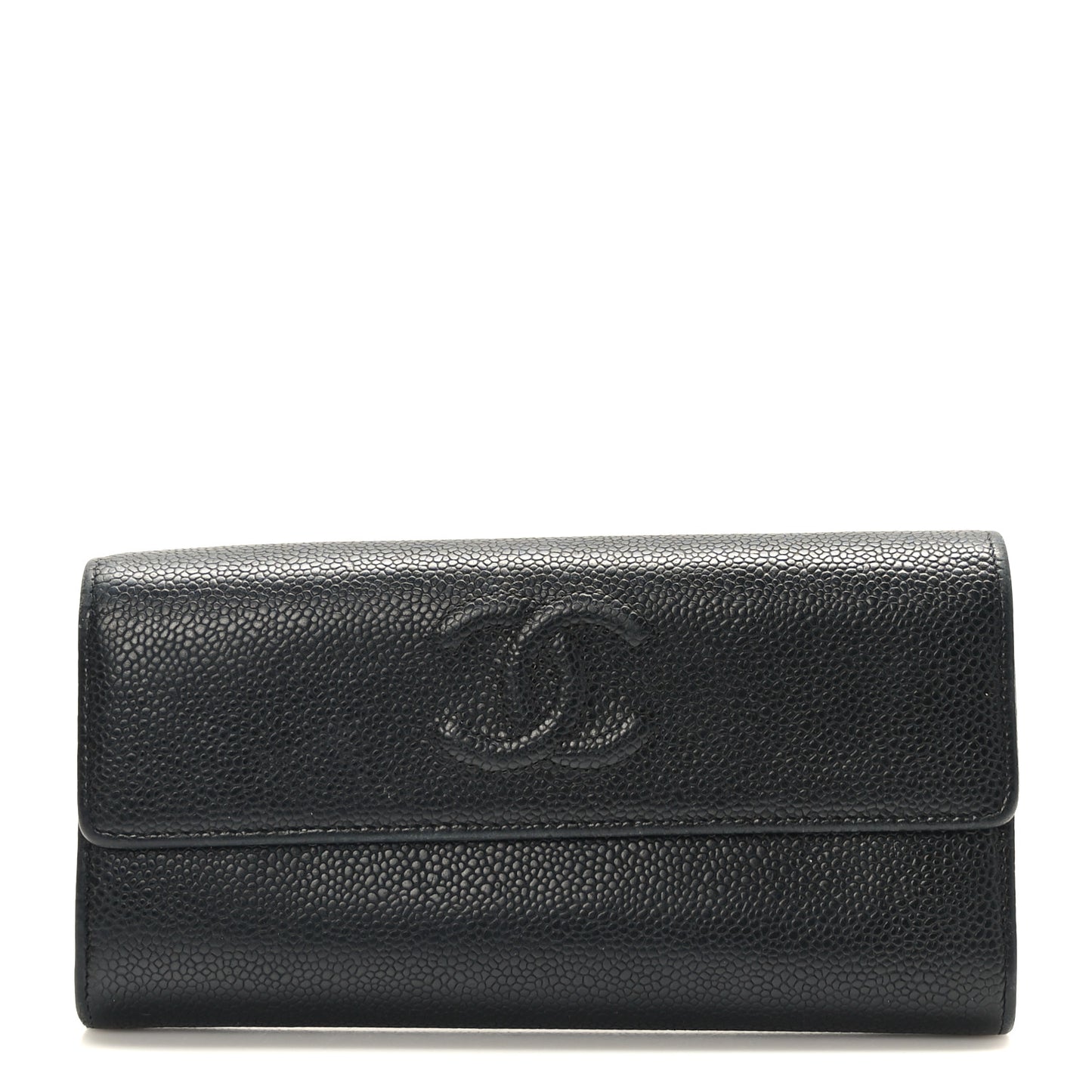 Caviar Timeless CC Large Gusset Flap Wallet Black