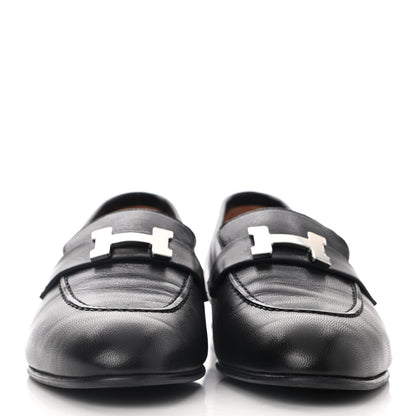 Hermes Goatskin Womens Paris Loafers 38 Black 2 of 9
