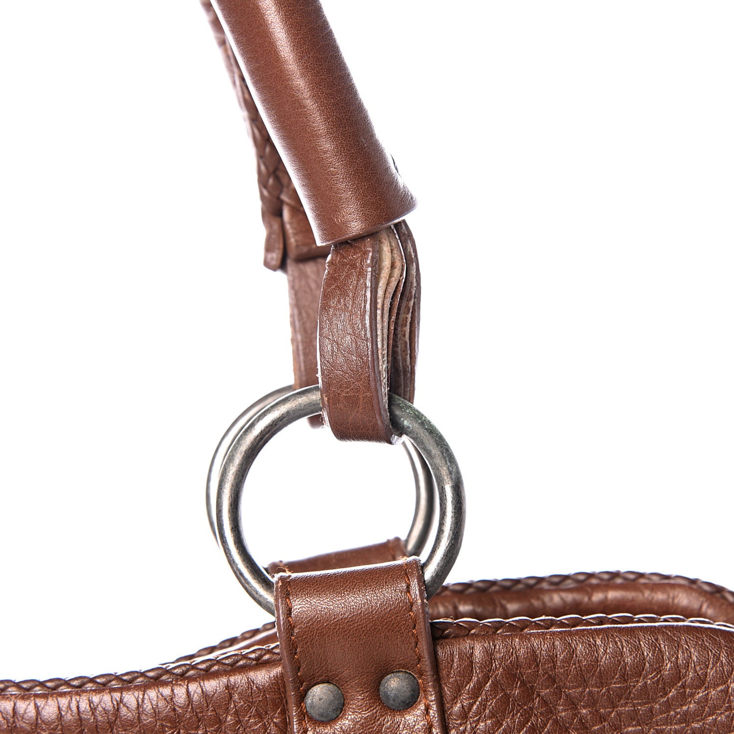 Calfskin Braided Gaucho Double Saddle Bag Brown
