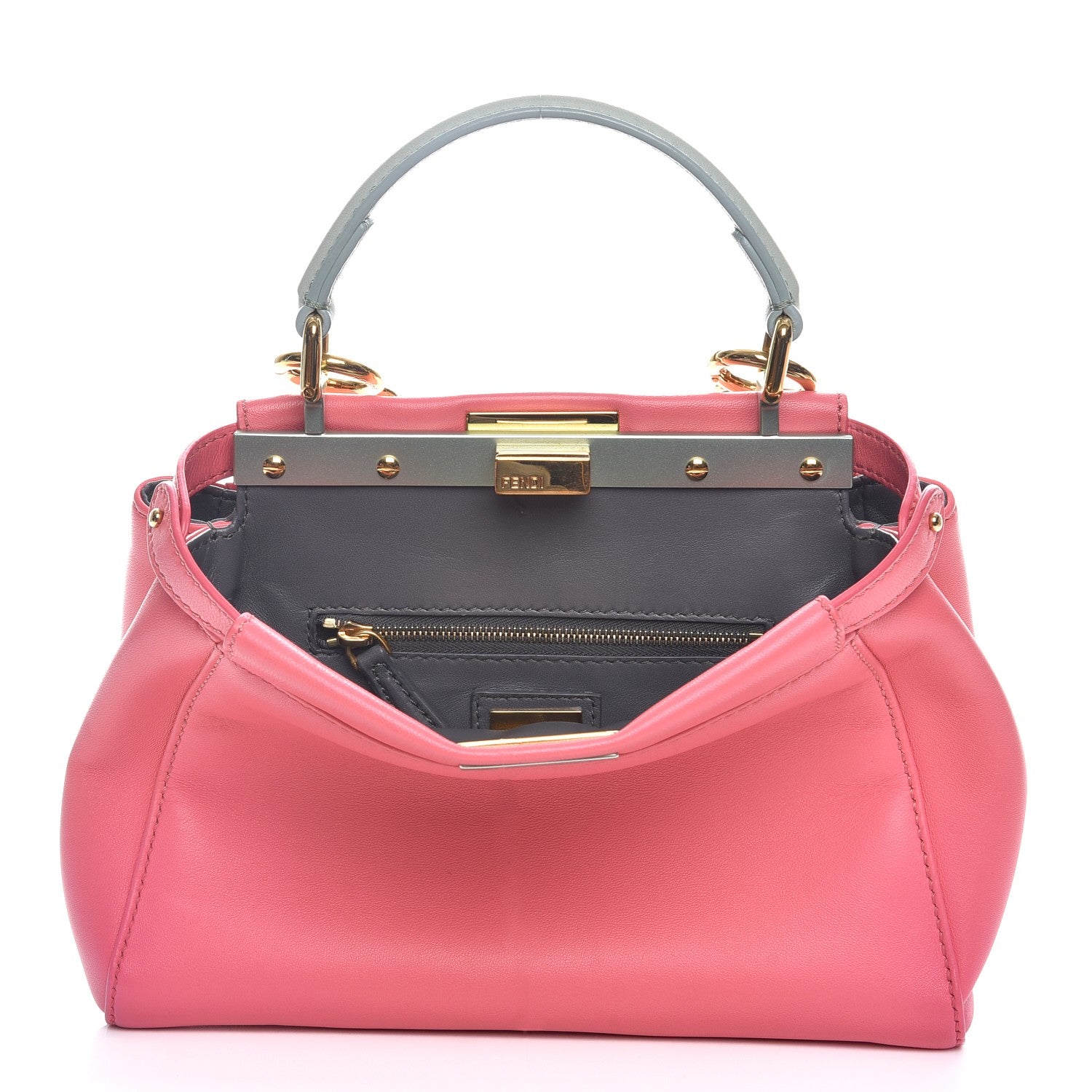 Fendi Nappa Colorblock Mini Peekaboo Iconic Satchel Rosa Fluo Oxigen Slate 1 of 9