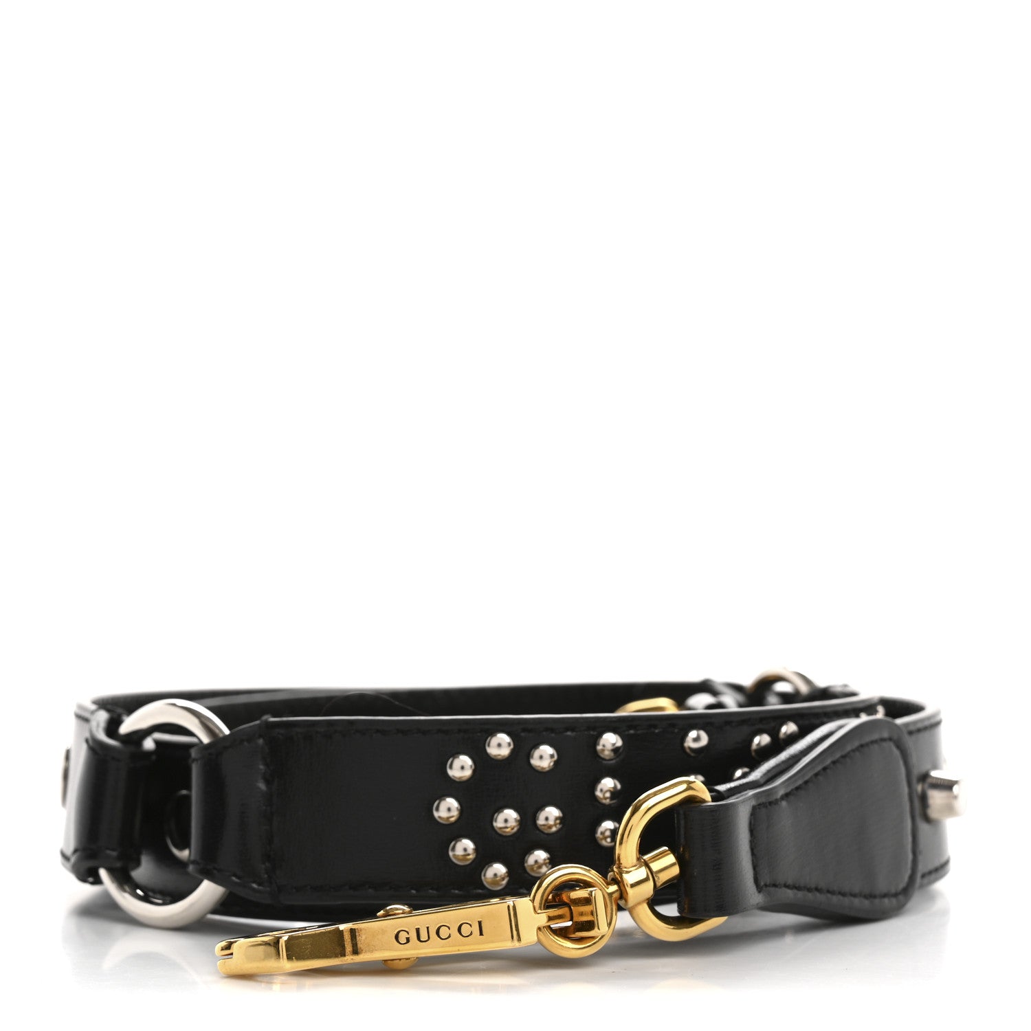 Gucci Calfskin Studded Logo Shoulder Strap Black 1 of 6