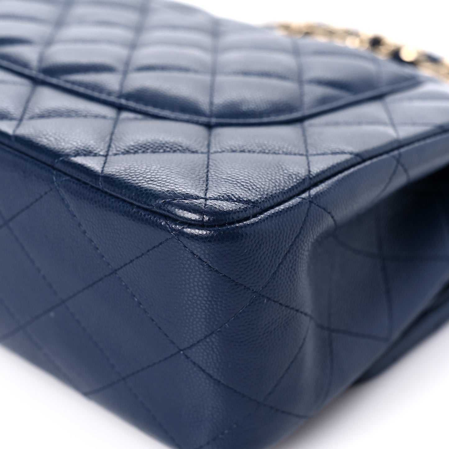 Caviar Quilted Jumbo Double Flap Blue