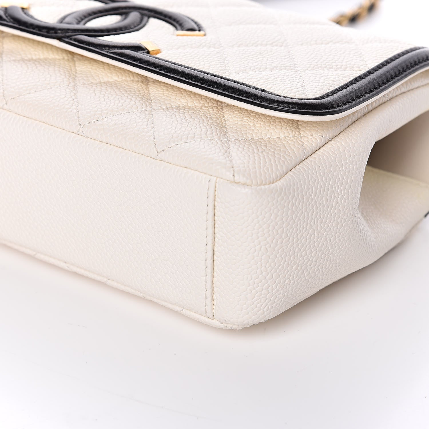 Chanel Caviar Quilted Small CC Filigree Flap White Black 9 of 11