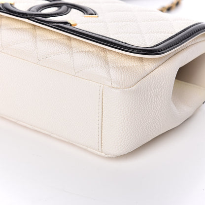 Chanel Caviar Quilted Small CC Filigree Flap White Black 9 of 11