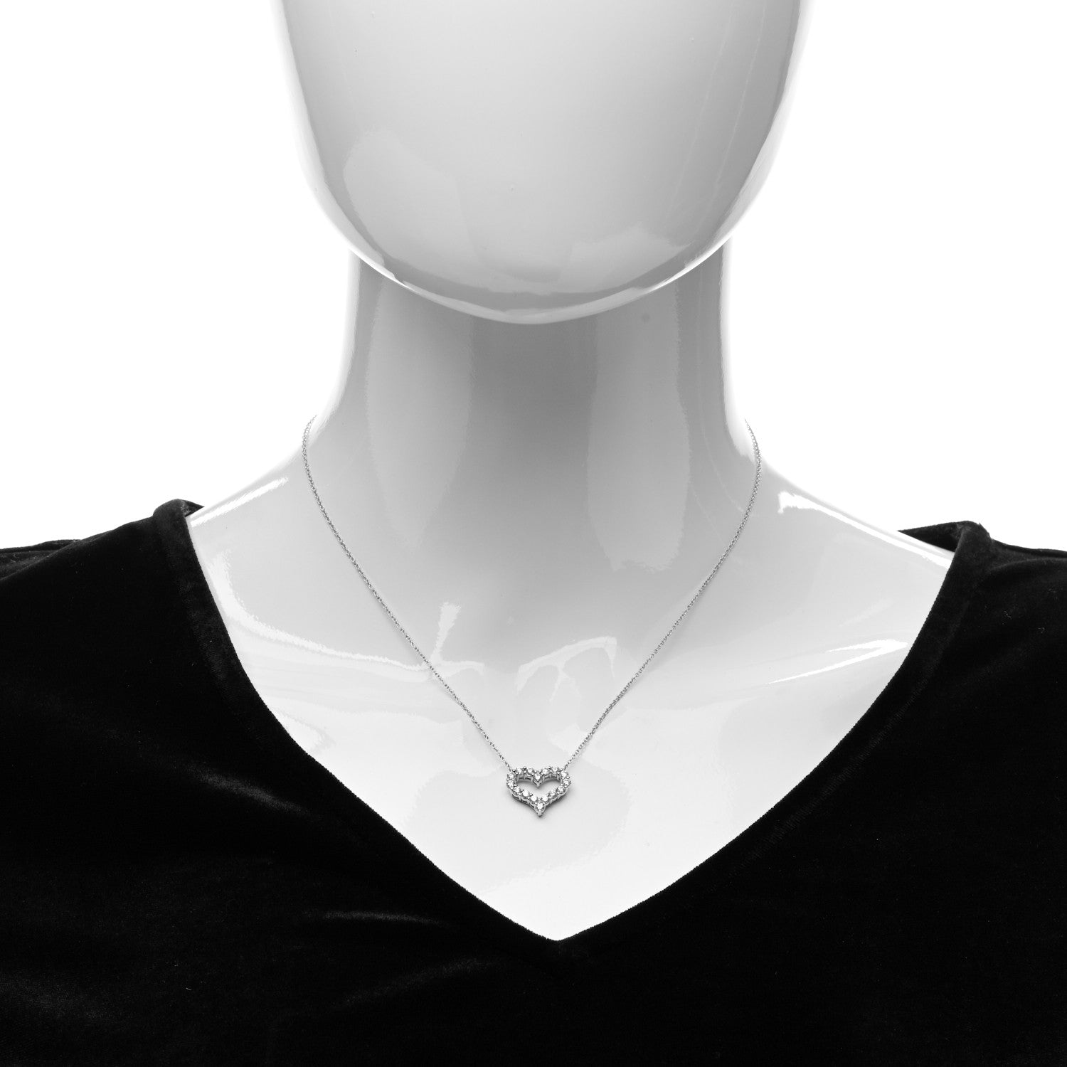 Tiffany Platinum Diamond Small Heart Pendant Necklace 2 of 5