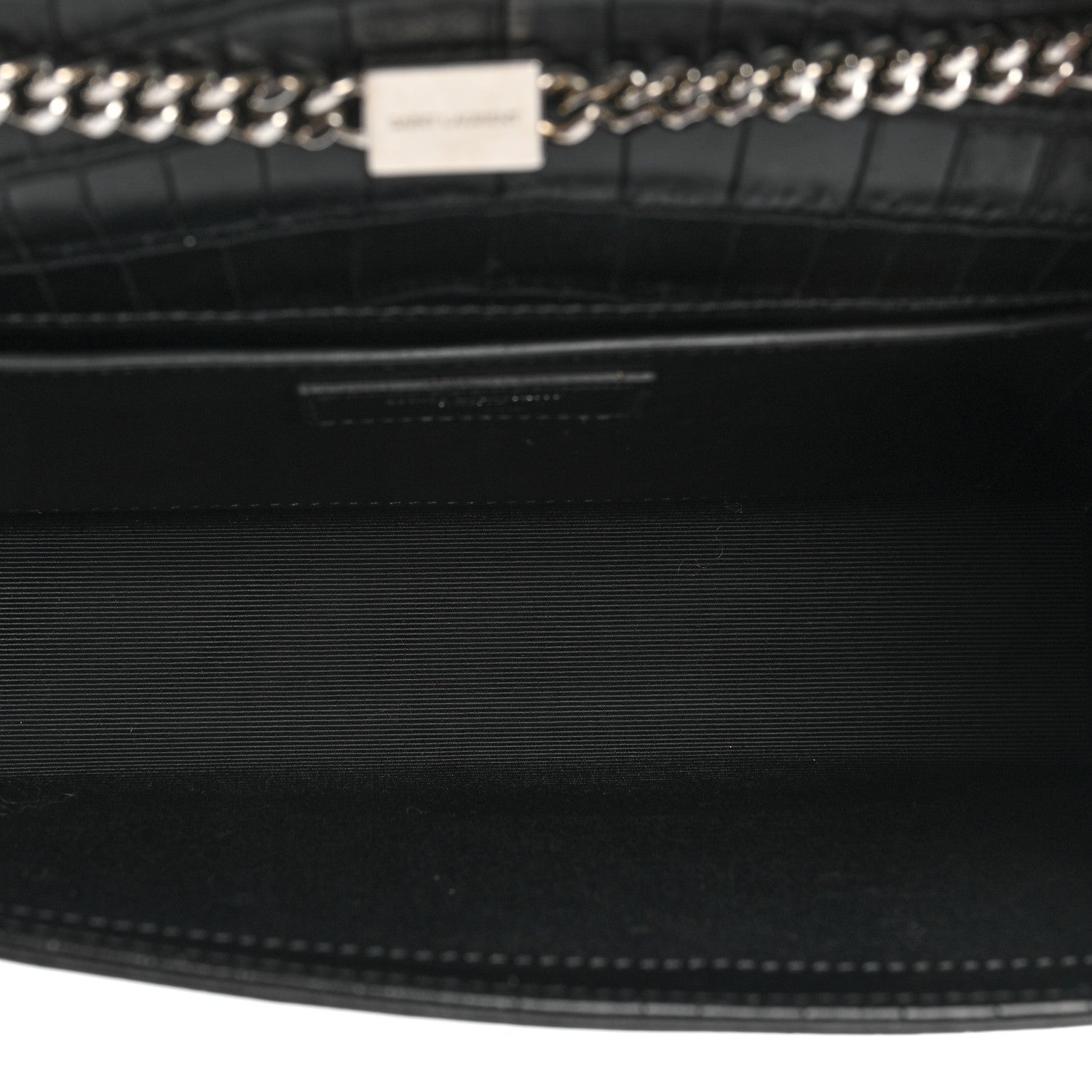 Saint Laurent Calfskin Crocodile Embossed Medium Classic Monogram Kate Tassel Satchel Black 5 of 15