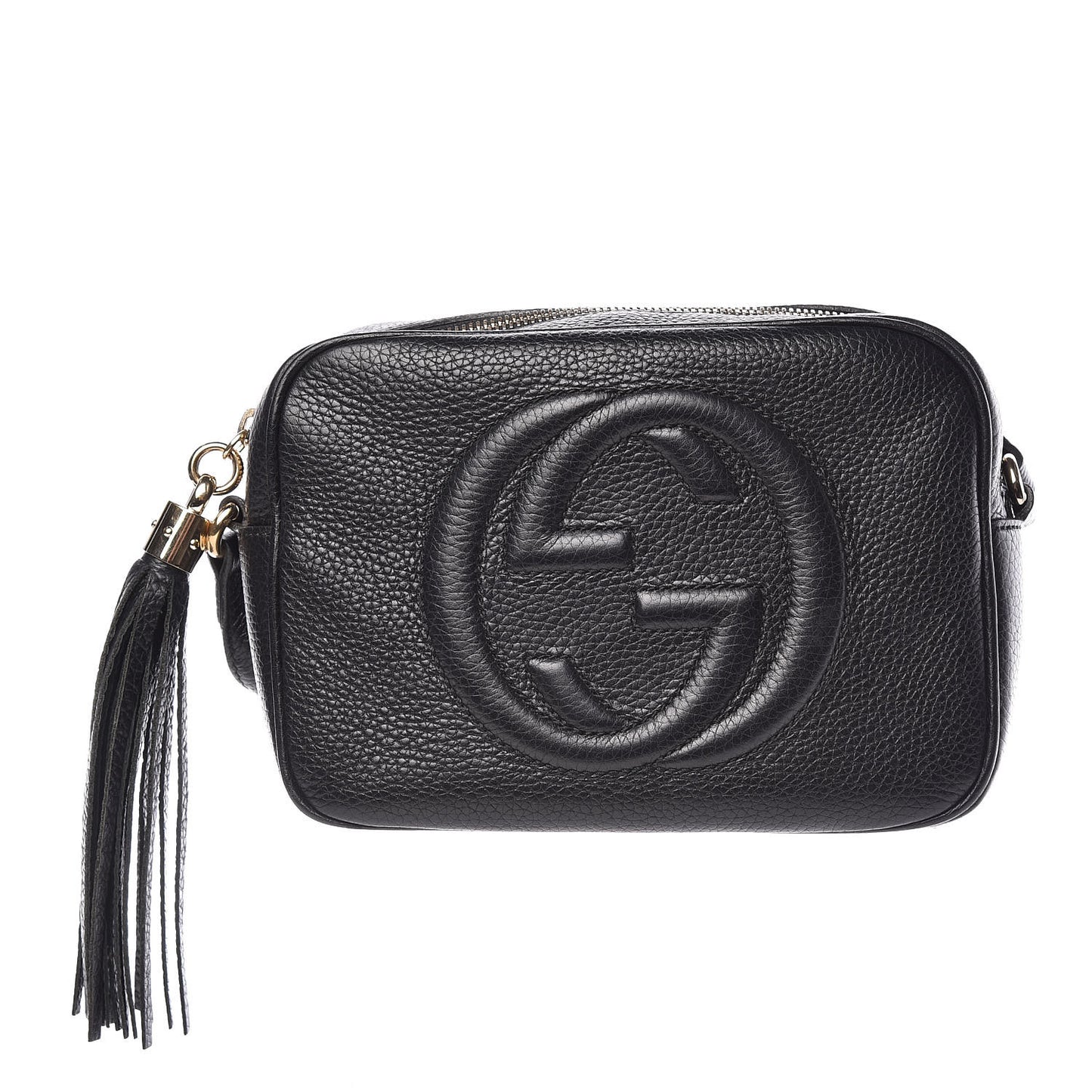 Pebbled Calfskin Small Soho Disco Bag Black