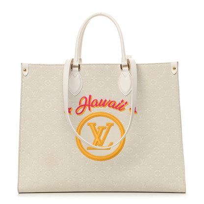 Louis Vuitton Jacquard Embroidered Tufted Monogram Hawaii Onthego GM Cream 1 of 14