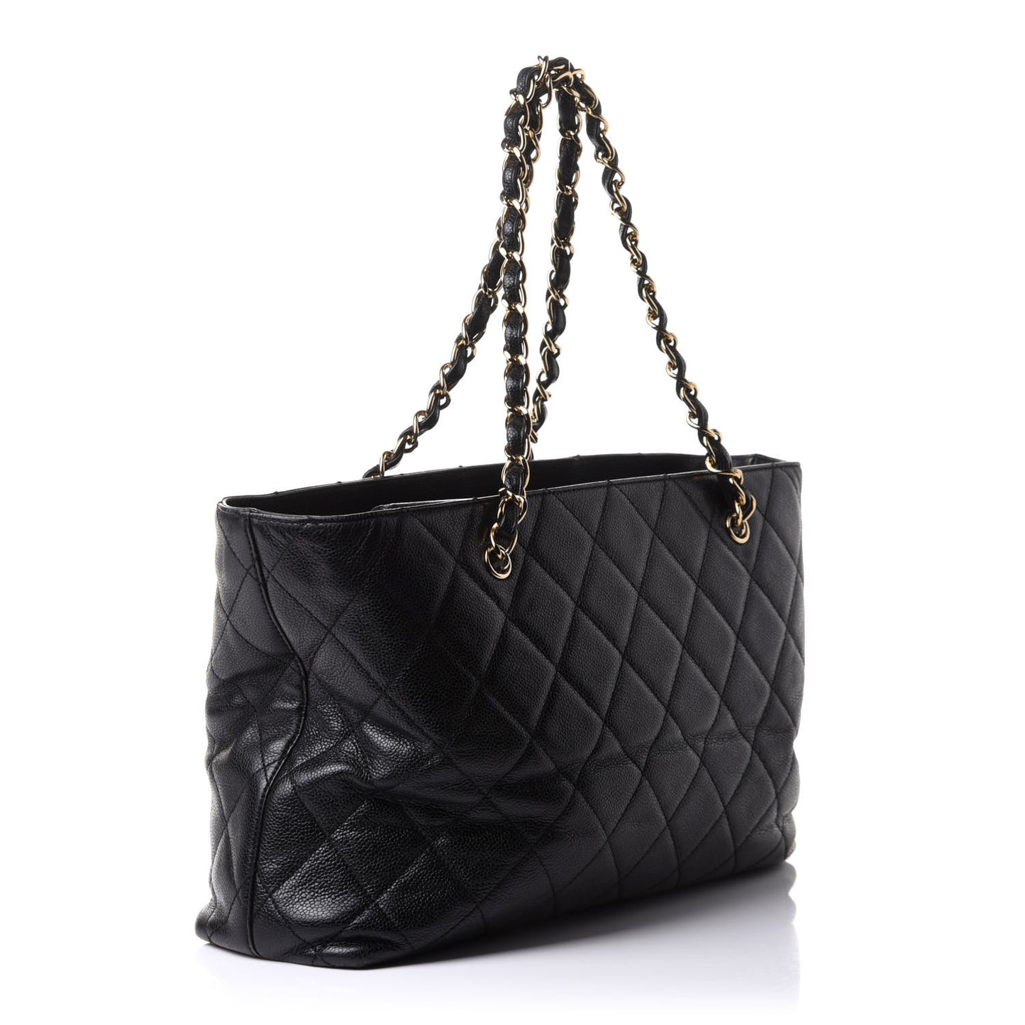 Caviar Quilted Shopping Tote Black