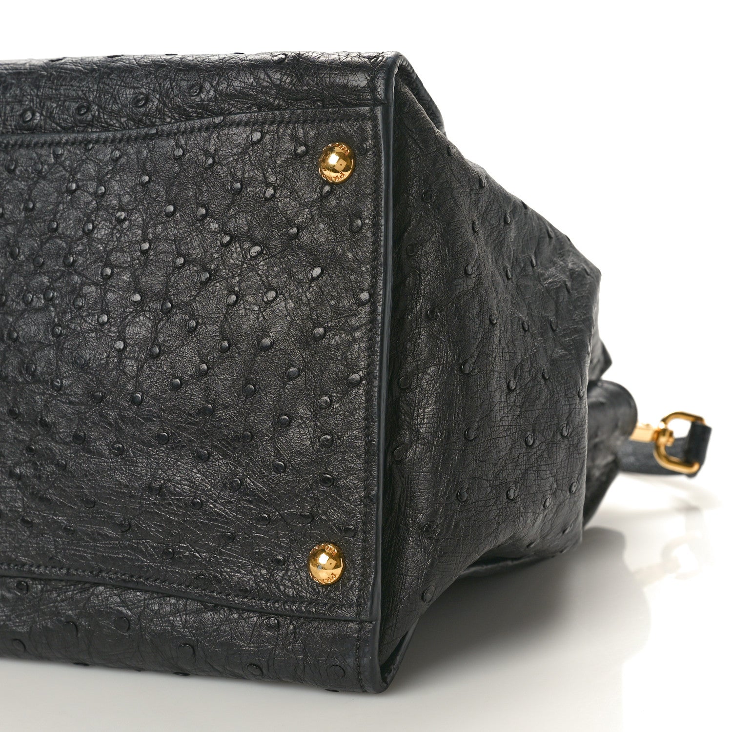 Prada Ostrich Small Double Zip Tote Black 9 of 9