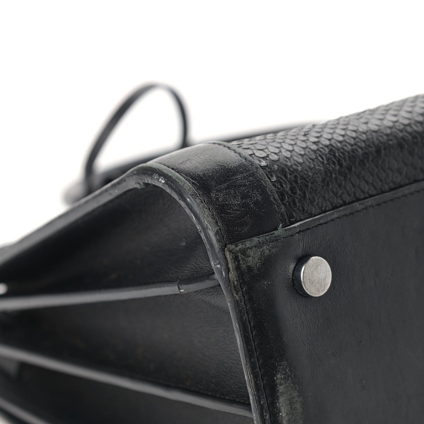 Python Calfskin Embossed Small Sac de Jour Black