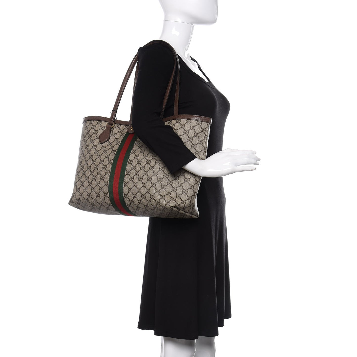 GG Supreme Monogram Medium Ophidia Shopping Tote Brown