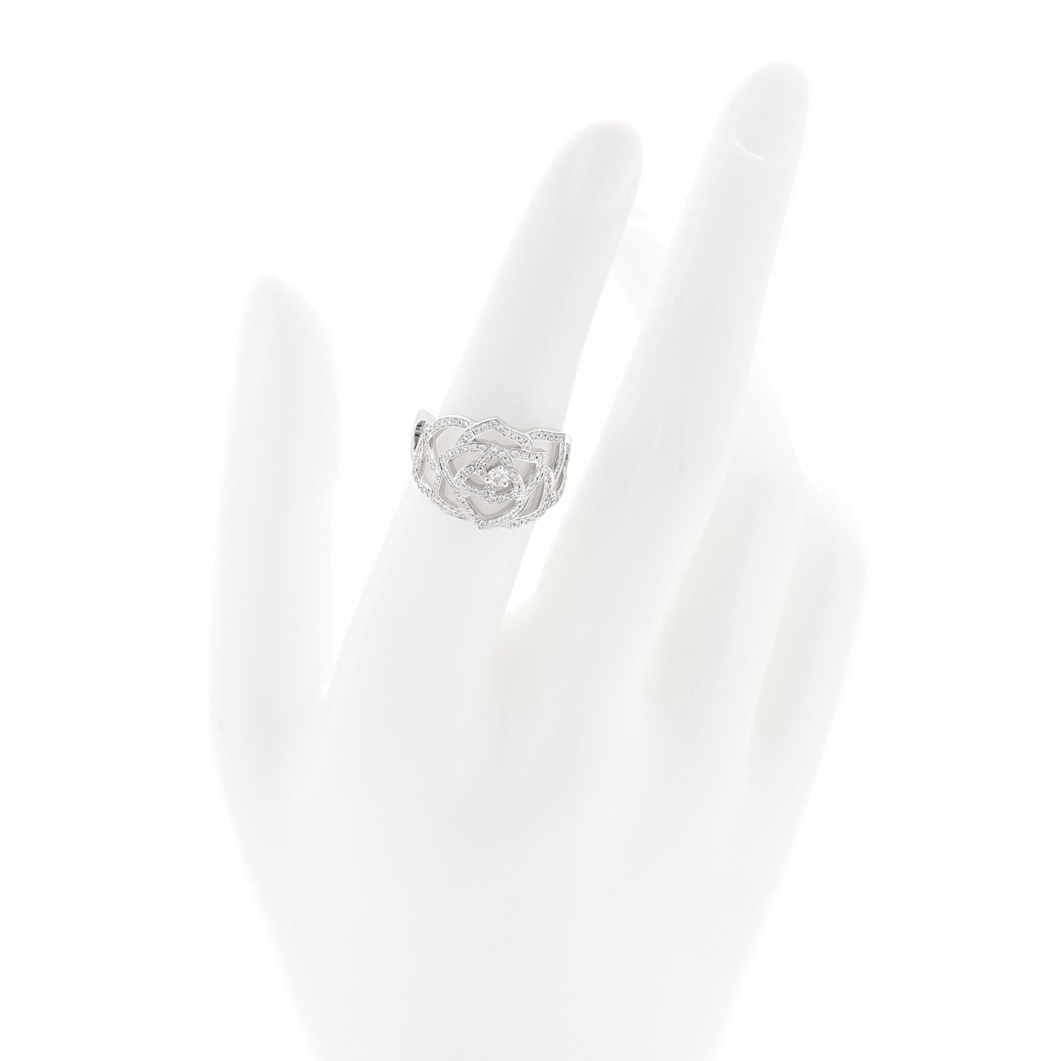 Piaget 18K White Gold Diamond .55ct Rose Ring 51 5.75 2 of 6