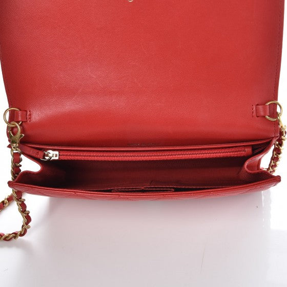 Chanel Lambskin Quilted Boy Wallet On Removable Chain WOC Red 5 of 9