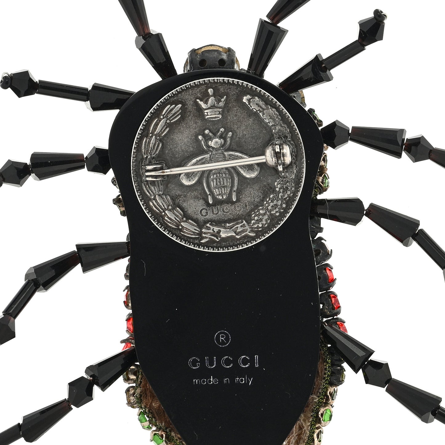 Metal Crystal Beetle Brooch Multicolor