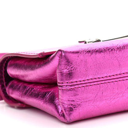 Off-White Calfskin Metallic Small Binder Clip Crossbody Pink 5 of 14