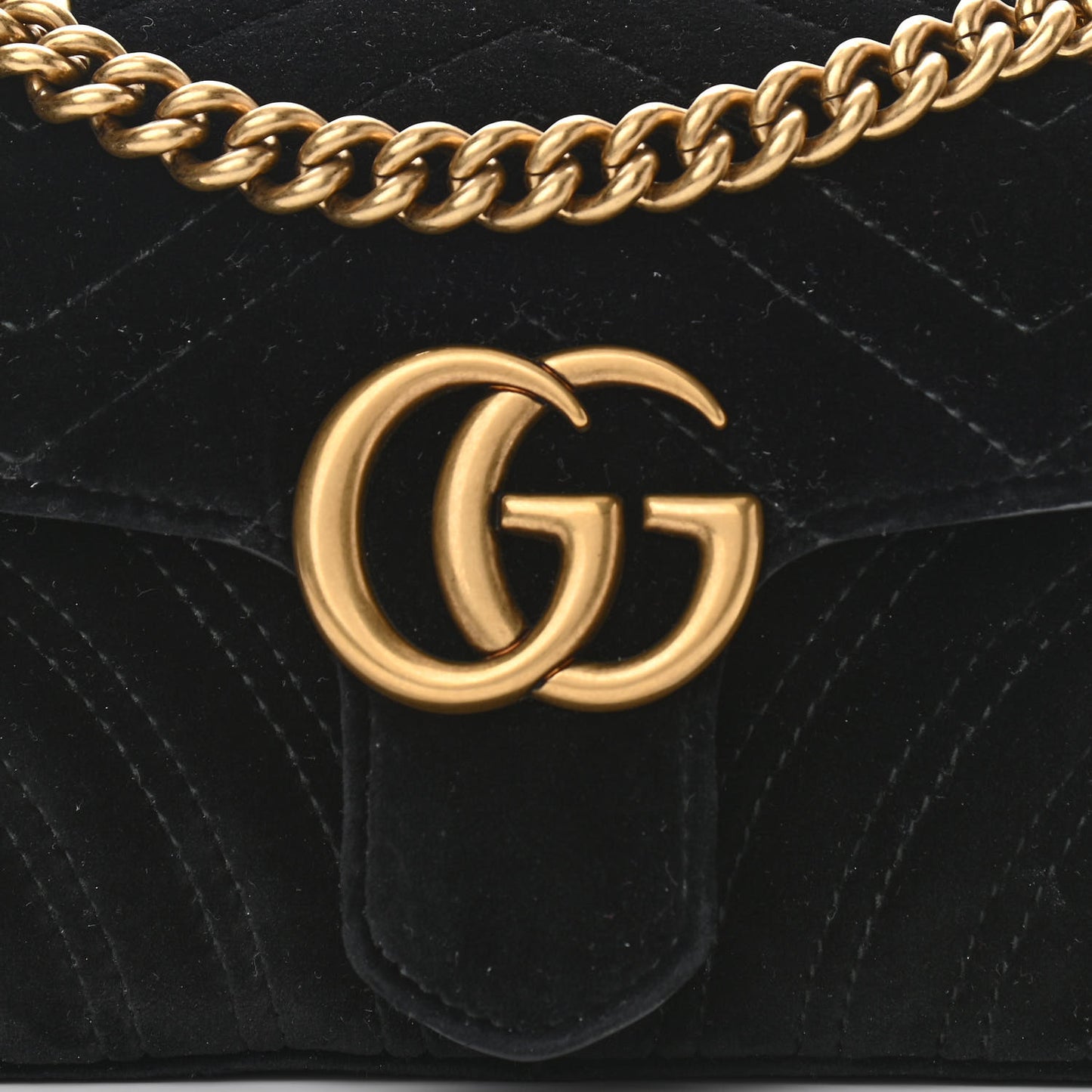 Velvet Matelasse Mini GG Marmont Shoulder Bag Black