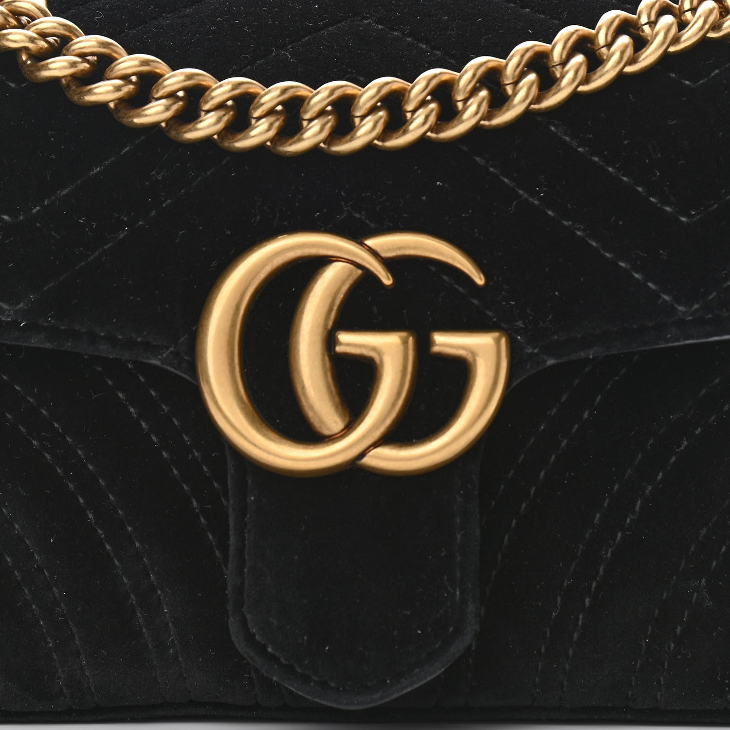 Gucci Velvet Matelasse Mini GG Marmont Shoulder Bag Black 7 of 10
