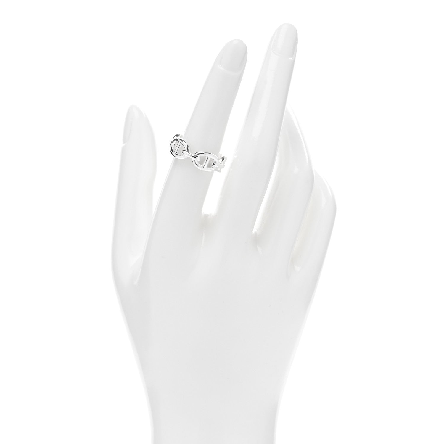 Hermes Sterling Silver PM Chaine d'Ancre Enchainee Band Ring 53 6.5 2 of 5