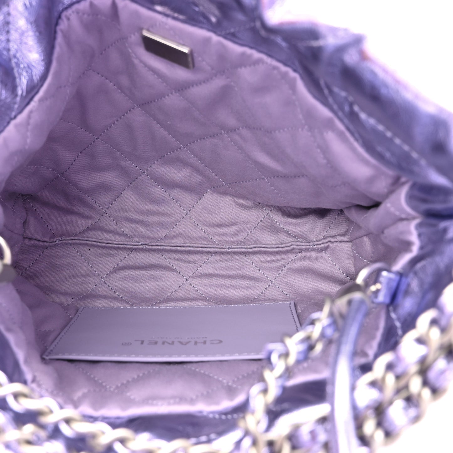 Metallic Calfskin Quilted Mini Chanel 22 Lilac